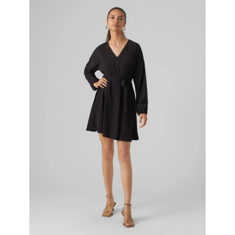 Robe Courte Naja Ruban Uni Noir Femme - Vero Moda 5 Robe Courte Naja Ruban Uni Noir Femme - Vero Moda – Image 3