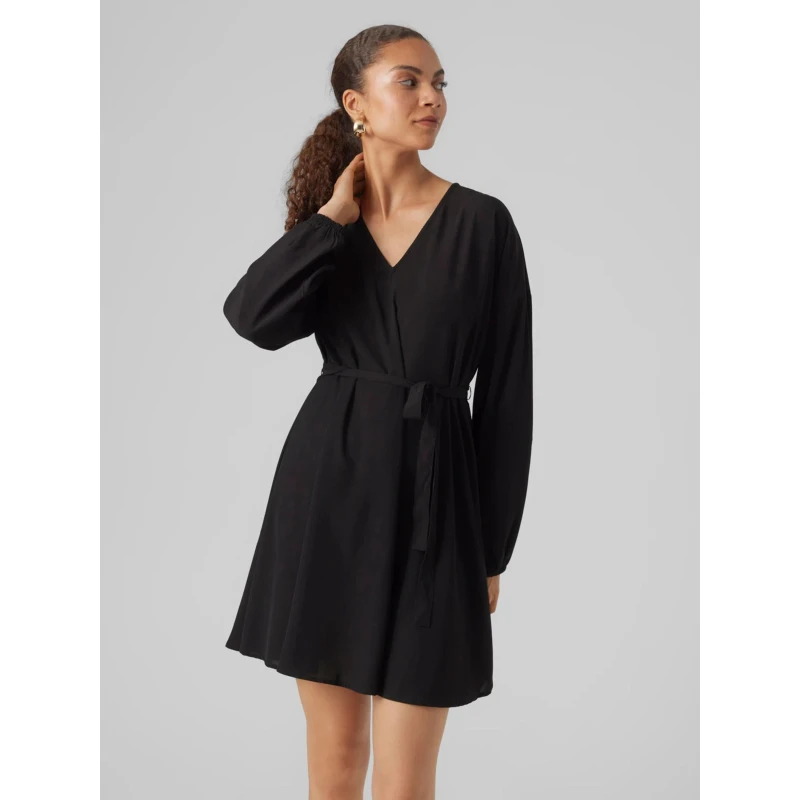 Robe Courte Naja Ruban Uni Noir Femme - Vero Moda 3 Robe Courte Naja Ruban Uni Noir Femme - Vero Moda