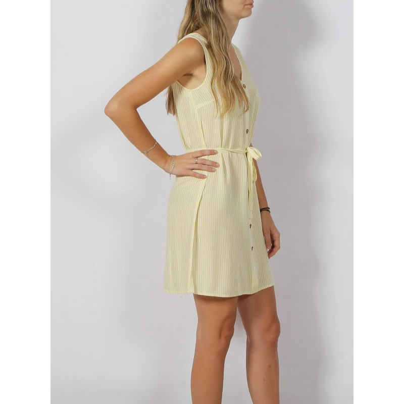 Robe Courte Rayée Bumpy Jaune Blanc Femme - Vero Moda 5 Robe Courte Rayée Bumpy Jaune Blanc Femme - Vero Moda – Image 3