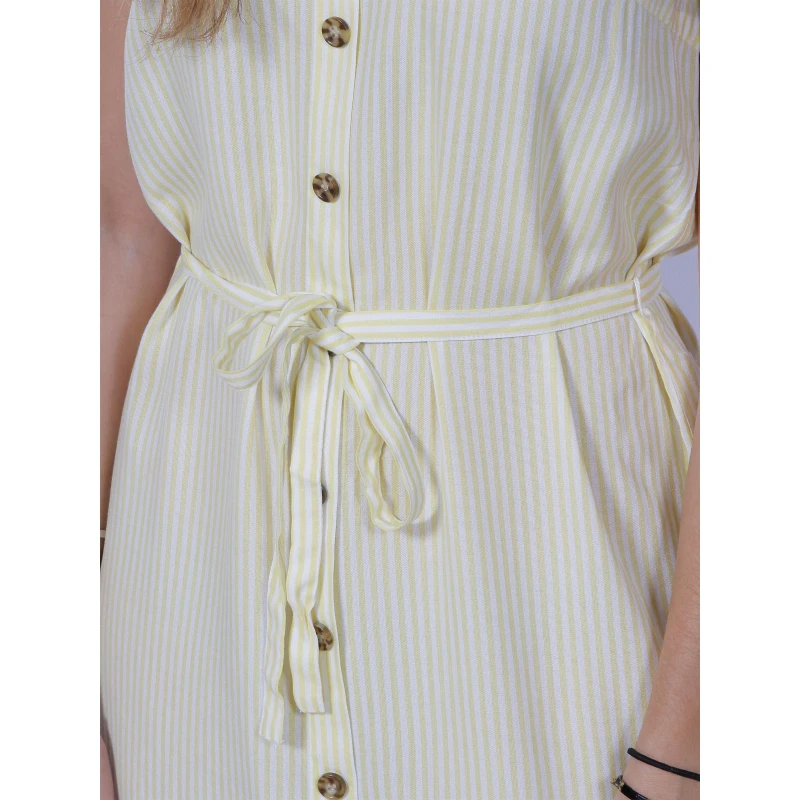 Robe Courte Rayée Bumpy Jaune Blanc Femme - Vero Moda 6 Robe Courte Rayée Bumpy Jaune Blanc Femme - Vero Moda – Image 4