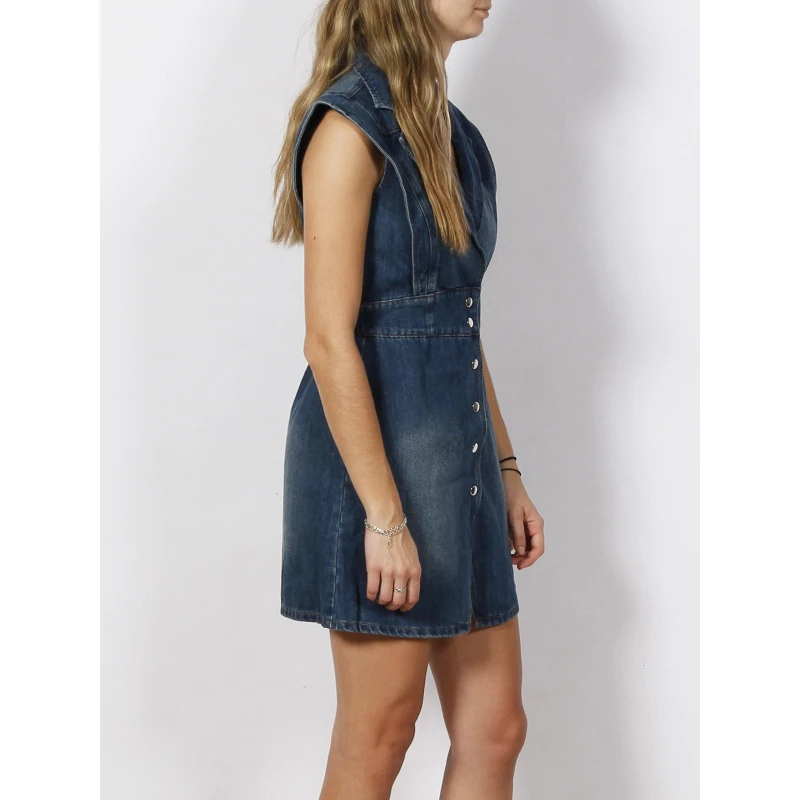 Robe En Jean Sans Manches Ceintré Stone Bleu Femme - Morgan 5 Robe En Jean Sans Manches Ceintré Stone Bleu Femme - Morgan – Image 3