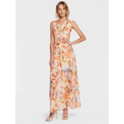 Robe Longue à Fleurs Gilda Orange Femme - Guess -Vero Vetements Magasin robe longue a fleurs gilda orange femme guess 2