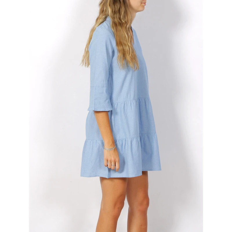 Robe Manches 3/4 Sofie Bleu Clair Femme - Vero Moda 5 Robe Manches 3/4 Sofie Bleu Clair Femme - Vero Moda – Image 3