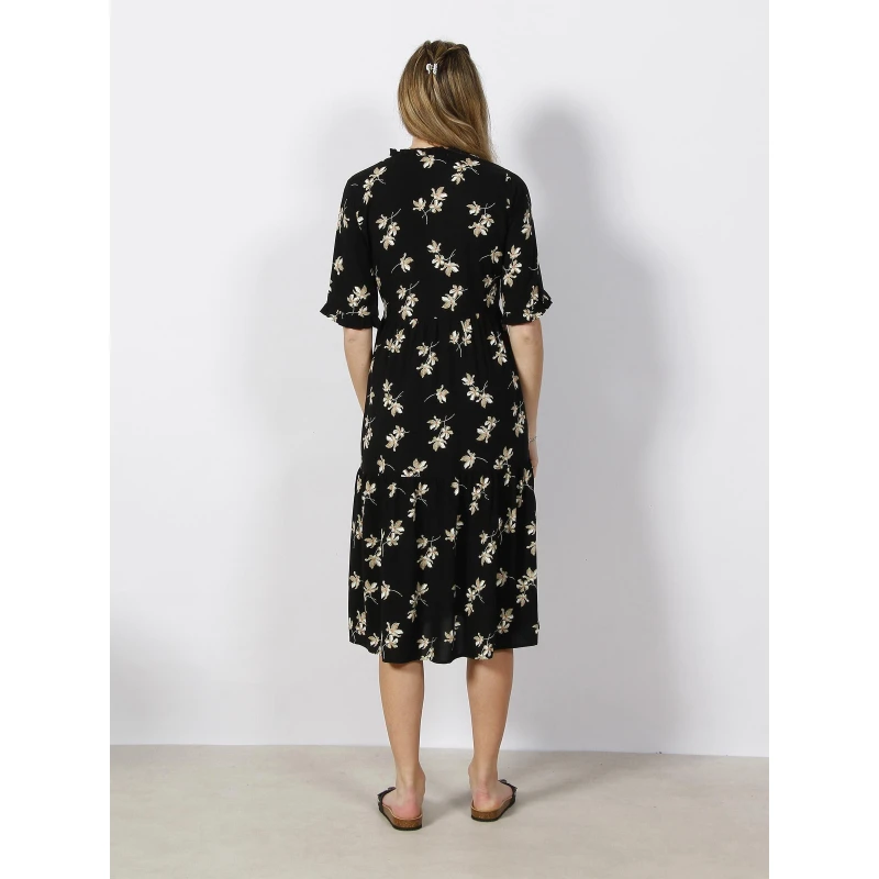Robe Mi-longues 2/4 à Fleurs Easy Noir Femme - Vero Moda 4 Robe Mi-longues 2/4 à Fleurs Easy Noir Femme - Vero Moda – Image 2