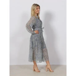 Robe Midi à Fleurs Flowery All Over Bleu Blanc Femme - Salsa -Vero Vetements Magasin robe midi a fleurs flowery all over bleu blanc femme salsa 2