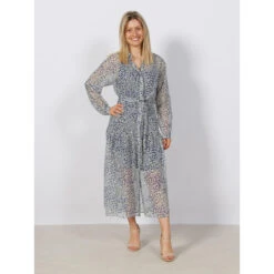 Robe Midi à Fleurs Flowery All Over Bleu Blanc Femme - Salsa