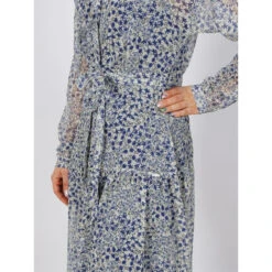 Robe Midi à Fleurs Flowery All Over Bleu Blanc Femme - Salsa -Vero Vetements Magasin robe midi a fleurs flowery all over bleu blanc femme salsa 3
