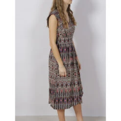 Robe Midi Fendue à Imprimés Irmah Noir Rouge Femme - Deeluxe 8 Robe Midi Fendue à Imprimés Irmah Noir Rouge Femme - Deeluxe -Vero Vetements Magasin robe midi fendue a imprimes irmah noir rouge femme deeluxe 2