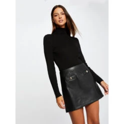 Robe Pull Jupe Simili Cuir 2 En 1 Noir Femme - Morgan -Vero Vetements Magasin robe pull jupe simili cuir 2 en 1 noir femme morgan 2