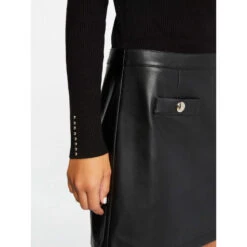 Robe Pull Jupe Simili Cuir 2 En 1 Noir Femme - Morgan -Vero Vetements Magasin robe pull jupe simili cuir 2 en 1 noir femme morgan 3