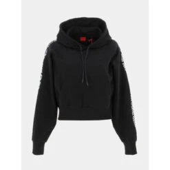 Sweat à Capuche Crop Damatala Noir Femme - Hugo