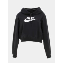 Sweat à Capuche Crop Nsw Club Noir Femme - Nike