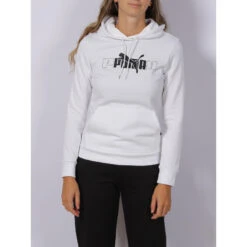 Sweat à Capuche Essential Lab Logo Imprimé Blanc Femme - Puma