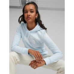 Sweat à Capuche Essential Logo Bleu Clair Femme - Puma
