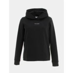 Sweat à Capuche Micro Logo Noir Femme - Calvin Klein