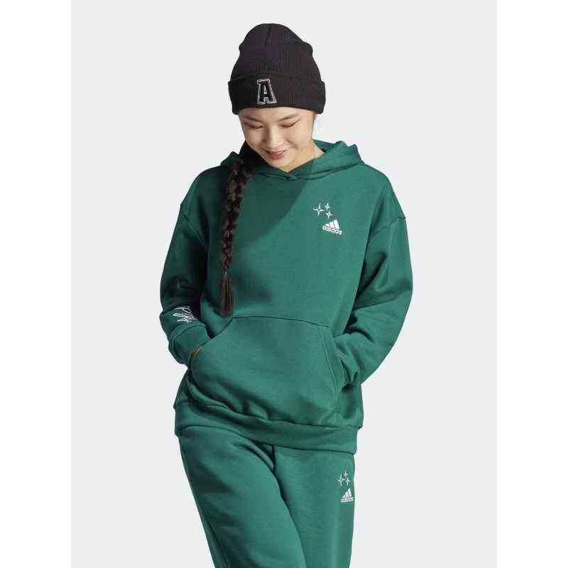 Sweat à Capuche Motifs Brodés Vert Fôret Femme - Adidas 3 Sweat à Capuche Motifs Brodés Vert Fôret Femme - Adidas