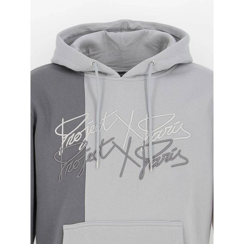 Sweat à Capuche Tricolore Double Logo Gris - Project X Paris 5 Sweat à Capuche Tricolore Double Logo Gris - Project X Paris – Image 3