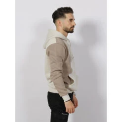 Sweat à Capuche Tricolore Marron Beige Blanc - Project X Paris -Vero Vetements Magasin sweat a capuche tricolore marron beige blanc project x paris 2