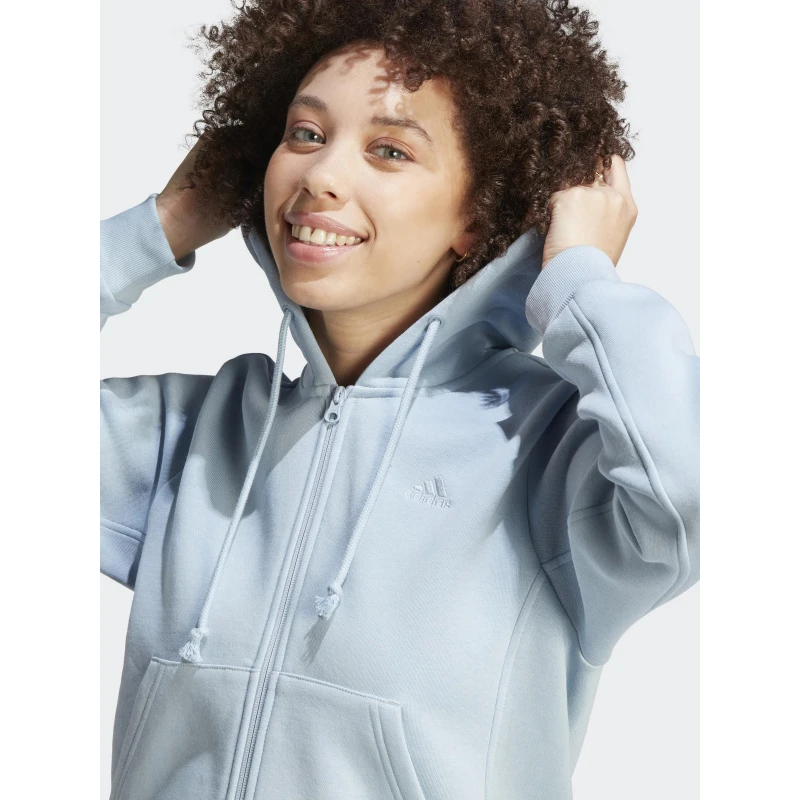 Sweat à Capuche Zippé All Szn Bleu Clair Femme - Adidas 6 Sweat à Capuche Zippé All Szn Bleu Clair Femme - Adidas – Image 4