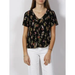 T-shirt à Fleurs Easy Noir Femme - Vero Moda