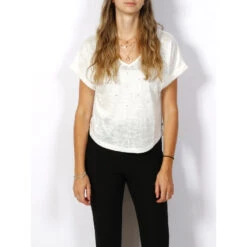 T-shirt Bibou à Clous Crème Femme - Le Temps Des Cerises