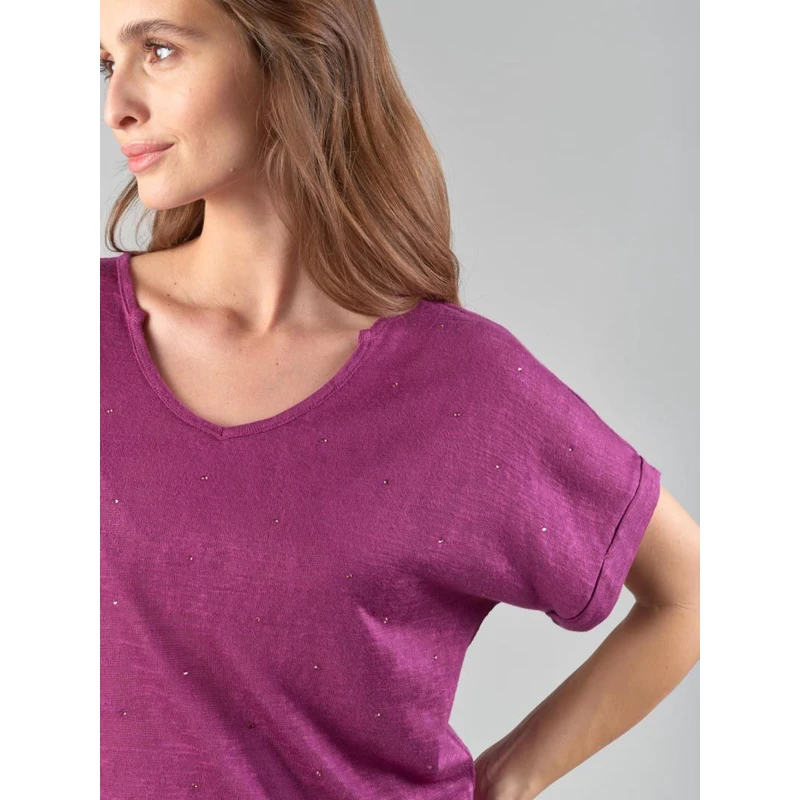 T-shirt Bibou Berry Violet Femme - Le Temps Des Cerises 6 T-shirt Bibou Berry Violet Femme - Le Temps Des Cerises – Image 4