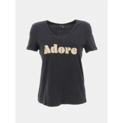 T-shirt Cannie Adore Pailleté Noir Femme - Vero Moda