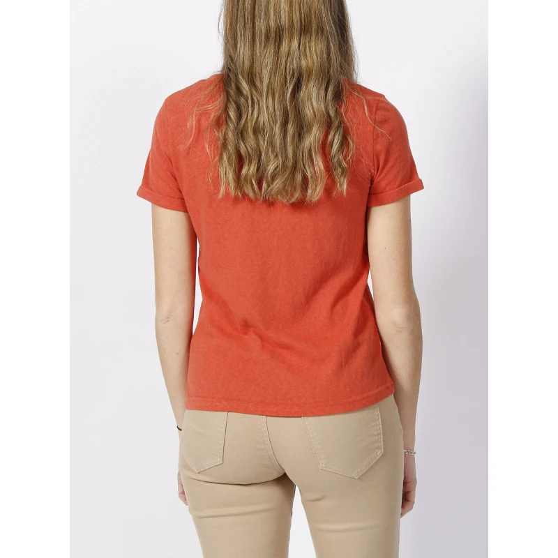 T-shirt Chenoa Col Pailleté Orange Femme - Deeluxe 4 T-shirt Chenoa Col Pailleté Orange Femme - Deeluxe – Image 2