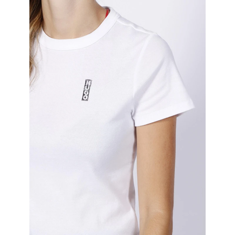 T-shirt Classic Logo Colorié Imprimé Blanc Femme - Hugo 6 T-shirt Classic Logo Colorié Imprimé Blanc Femme - Hugo – Image 4