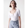 T-shirt Col Lannières Croisées Blanc Femme - Salsa 1 T-shirt Col Lannières Croisées Blanc Femme - Salsa -Vero Vetements Magasin t shirt col lannieres croisees blanc femme salsa