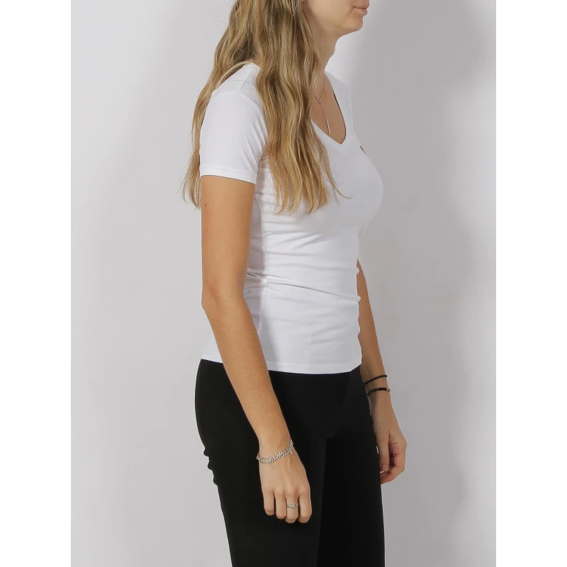 T-shirt Col V Mini Triangle Blanc Femme - Guess 5 T-shirt Col V Mini Triangle Blanc Femme - Guess – Image 3