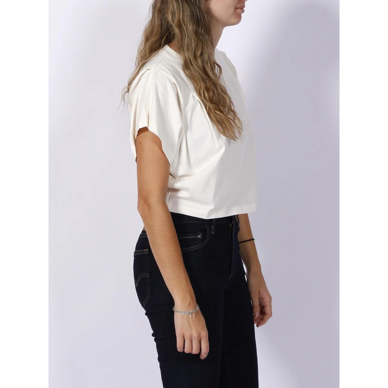 T-shirt Cropped Delevis Logo étiquette écru Femme - Hugo 5 T-shirt Cropped Delevis Logo étiquette écru Femme - Hugo – Image 3