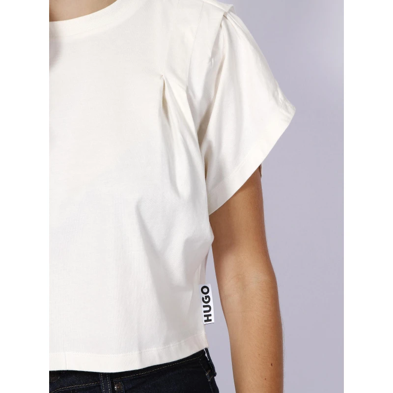 T-shirt Cropped Delevis Logo étiquette écru Femme - Hugo 6 T-shirt Cropped Delevis Logo étiquette écru Femme - Hugo – Image 4