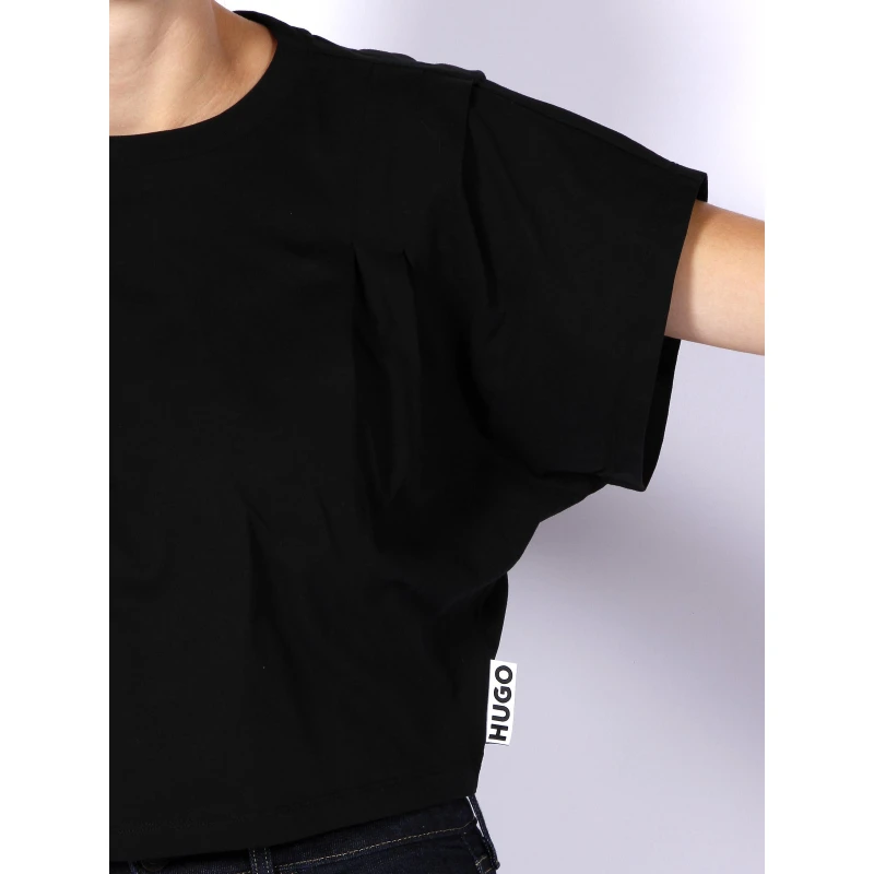 T-shirt Cropped Delevis Logo étiquette Noir Femme - Hugo 6 T-shirt Cropped Delevis Logo étiquette Noir Femme - Hugo – Image 4