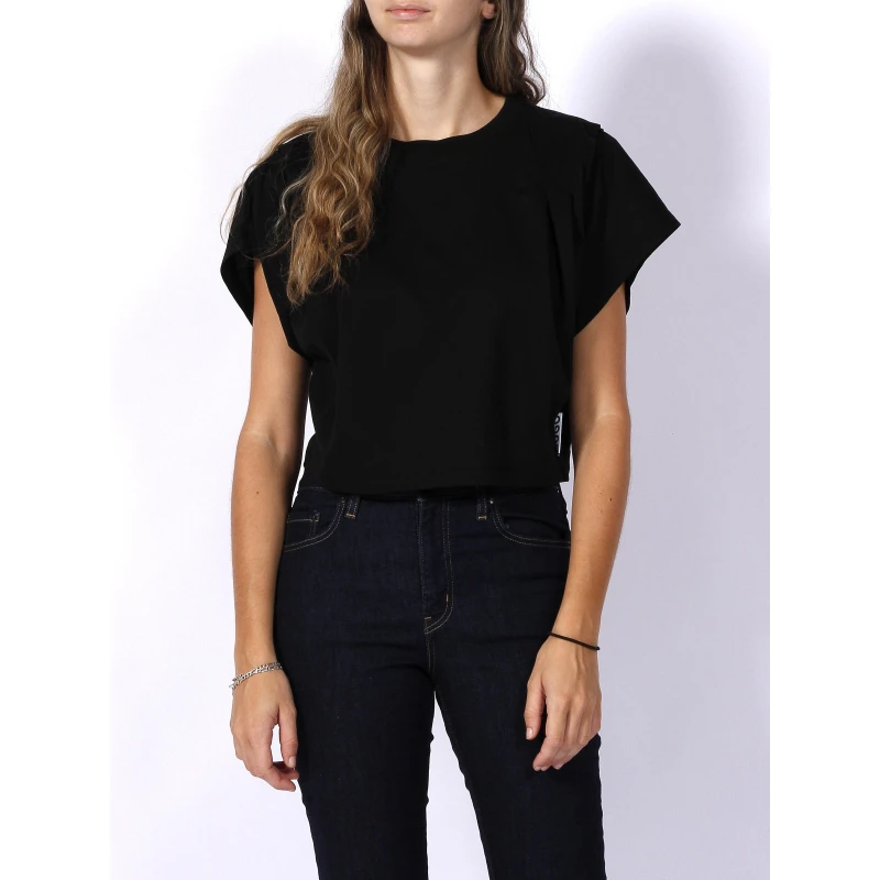 T-shirt Cropped Delevis Logo étiquette Noir Femme - Hugo 3 T-shirt Cropped Delevis Logo étiquette Noir Femme - Hugo