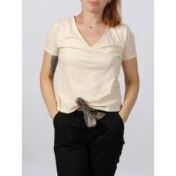 JACQUELINE DE YONG T-shirt Dora Glitter Beige Femme - Jaqueline De Yong