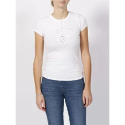 T-shirt Eyelet Floral Logo Blanc Femme - Guess