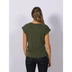 T-shirt Filli Uni Kaki Femme - Vero Moda -Vero Vetements Magasin t shirt filli uni kaki femme vero moda 1