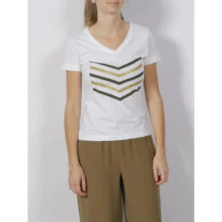 T-shirt Hailey Logo Kaki Doré Blanc Femme - HBT