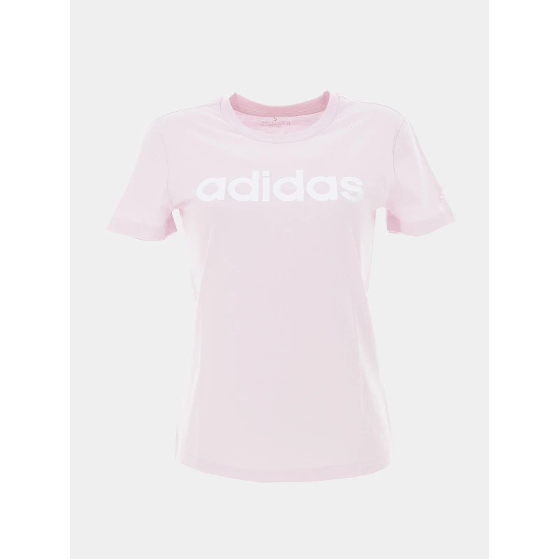 T-shirt Linear Logo Rose Femme - Adidas 3 T-shirt Linear Logo Rose Femme - Adidas