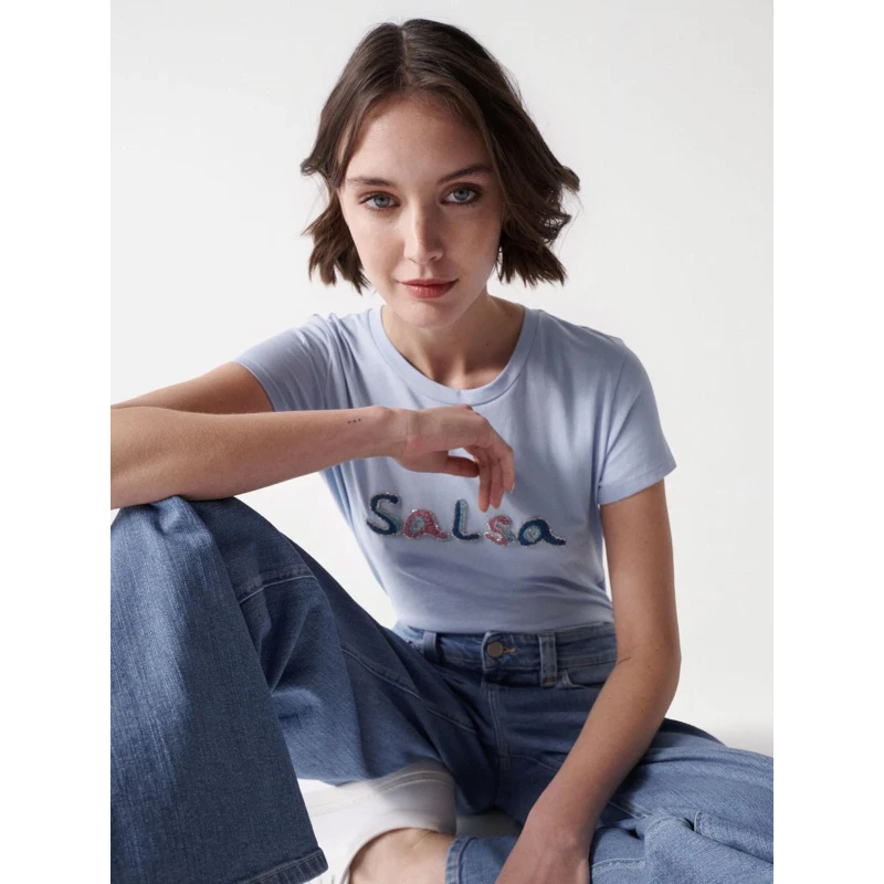T-shirt Logo Perles Bleu Femme - Salsa 6 T-shirt Logo Perles Bleu Femme - Salsa – Image 4