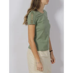 T-shirt Manches Ajourées Logo Kaki Femme - Salsa -Vero Vetements Magasin t shirt manches ajourees logo kaki femme salsa 2