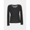 T-shirt Manches Longues Col Doré Noir Femme - Sun Valley -Vero Vetements Magasin t shirt manches longues col dore noir femme sun valley