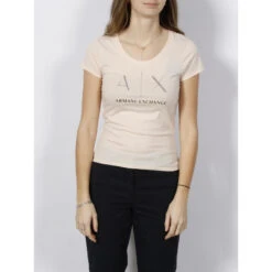 T-shirt Nude Strass Rose Femme - Armani Exchange