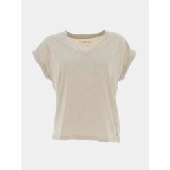 T-shirt Paillettes Eyota Beige Femme - Deeluxe
