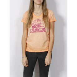 T-shirt Print Effet Usé Orange Femme - Von Dutch