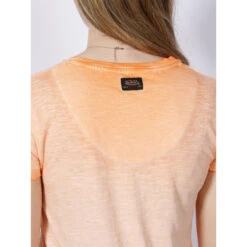 T-shirt Print Effet Usé Orange Femme - Von Dutch -Vero Vetements Magasin t shirt print effet use orange femme von dutch 3