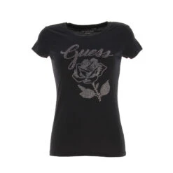 T-shirt Rose Logo Noir Femme - Guess