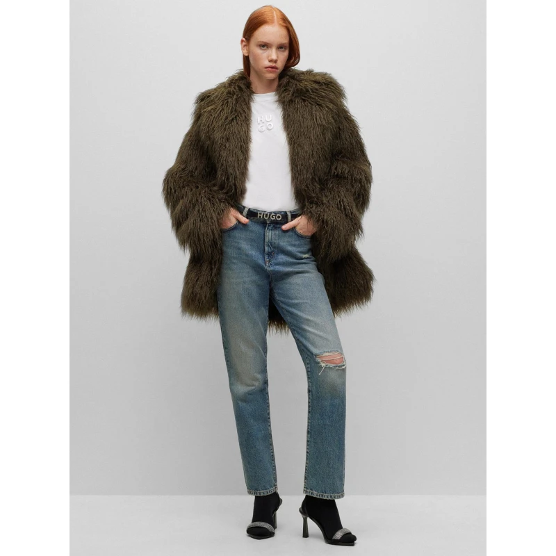 T-shirt Uni Embossé Blanc Femme - Hugo 5 T-shirt Uni Embossé Blanc Femme - Hugo – Image 3