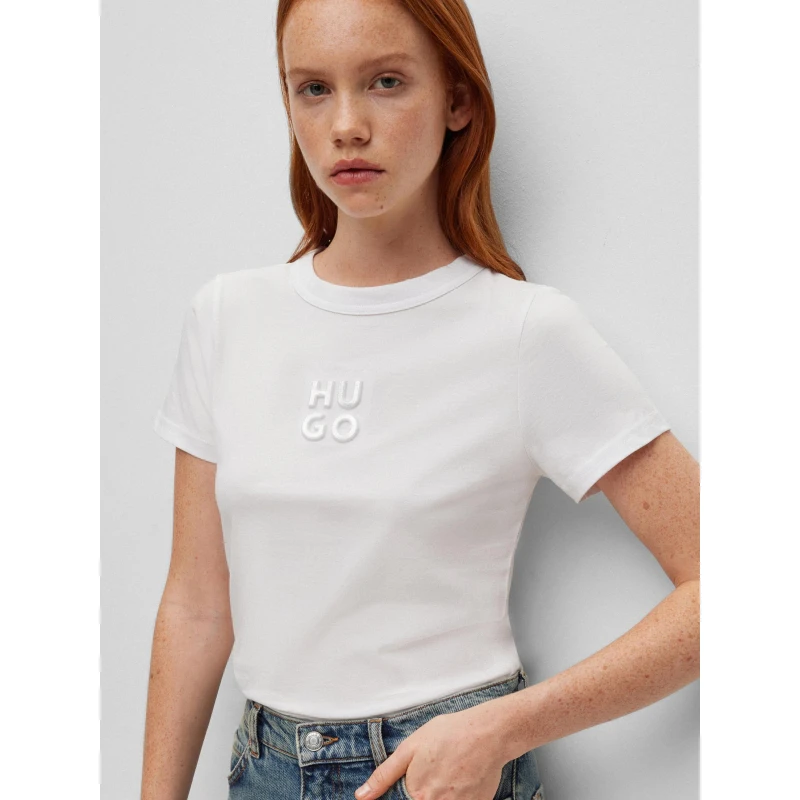 T-shirt Uni Embossé Blanc Femme - Hugo 6 T-shirt Uni Embossé Blanc Femme - Hugo – Image 4